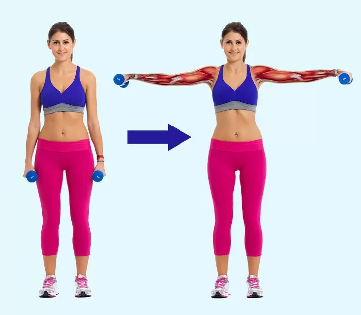 Jak to zrobić: stań prosto z napiętymi mięśniami klatki piersiowej, ramionami odchylonymi do tyłu i dłońmi skierowanymi do siebie. Teraz powoli unieś ręce na boki, aż dotkną ramion, a następnie przenieś je z powrotem do pozycji wyjściowej. Możesz rozpocząć to ćwiczenie od około 10 powtórzeń, a następnie stopniowo zwiększać liczbę.  Na czym to działa: Ten ruch wzmacnia górną część ciała, jest również najlepszym ćwiczeniem do wzmacniania mięśni ramion i pleców.  Jakie inne ruchy mocy wykonujesz, aby pozostać w formie? Bardzo chcielibyśmy usłyszeć od Ciebie. 